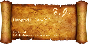 Hangodi Jenő névjegykártya